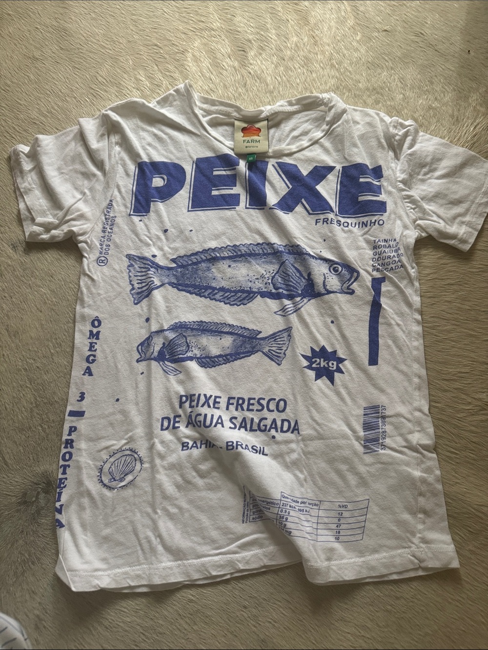 FARM Rio White & Blue Peixe Graphic Tee